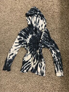 Tie-Dye Hooded Women's Sweater - Black & White